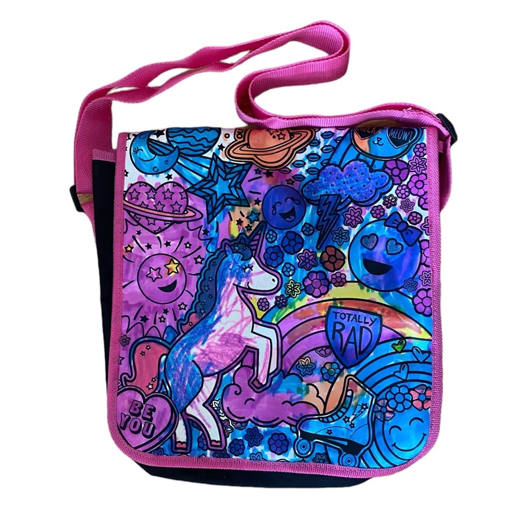 Totally Rad Book Bag With Unicorns Rainbows Sun Moon and Stars